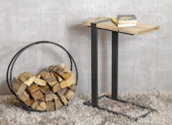 Beistelltisch Mit Schwarz Lackierten Stahlrohrrahmen