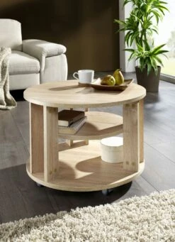 Couchtisch Mit 2 Ablageflächen Und 4 Rollen -Heim Schmücken Geschäft couchtisch mit 2 ablageflaechen und 4 rollen farbe eiche sonoma 1