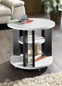 Couchtisch Mit 2 Ablageflächen Und 4 Rollen -Heim Schmücken Geschäft couchtisch mit 2 ablageflaechen und 4 rollen farbe weiss schwarz