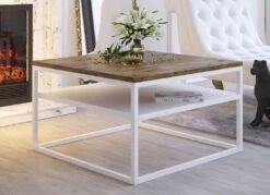 Couchtisch Mit Gestell Und Ablage Aus Stahl -Heim Schmücken Geschäft couchtisch mit gestell und ablage aus stahl farbe eiche dunkel weiss