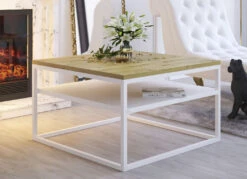 Couchtisch Mit Gestell Und Ablage Aus Stahl