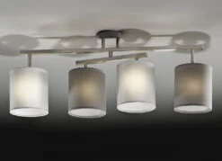 Deckenleuchte Aus Stahl Mit Stoff-Lampenschirm