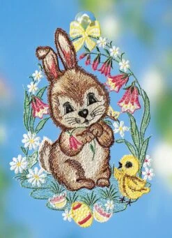 Fensterbild Häschen Aus Plauener Spitze