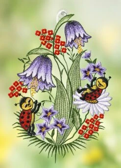 Fensterbild Marienkäfer Aus Plauener Spitze