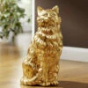 Katze Mit Blattgold Und Strass-Steinen -Heim Schmücken Geschäft katze mit blattgold und strass steinen farbe gold