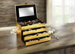 Praktischer Schmuckkoffer Aus Lederimitat In Kroko-Optik