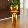 Säule Mit Übertopf -Heim Schmücken Geschäft saeule mit uebertopf farbe creme gold