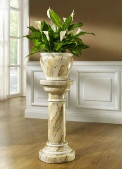 Säule Mit Übertopf In Handarbeit Hergestellt Und Bemalt