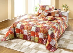 Tagesdecken Und Kissenbezüge In Patchwork-Optik Aus Baumwolle -Heim Schmücken Geschäft tagesdecken und kissenbezuege in patchwork optik aus baumwolle farbe terra groesse 926