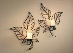 Wandkerzenhalter, 2er-Set, Mit LED-Echtwachskerzen